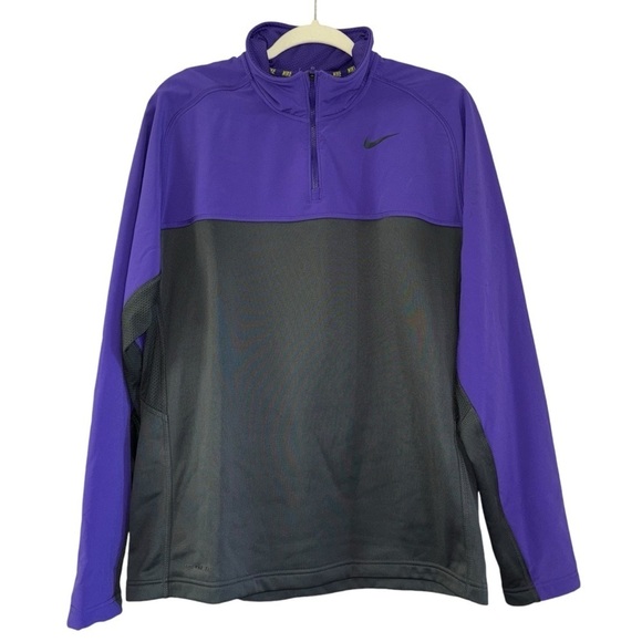 Nike Terma-Fit Gray Purple Quarter Zip Pullover Sweatshirt Jacket Men’s L Active - Picture 1 of 15